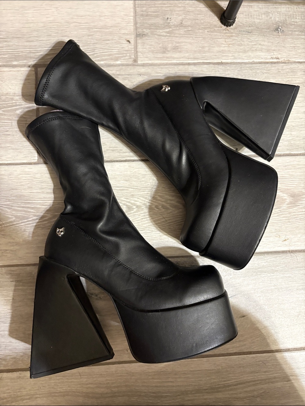 Naked Wolfe Black Platform Wedge Sock Boots